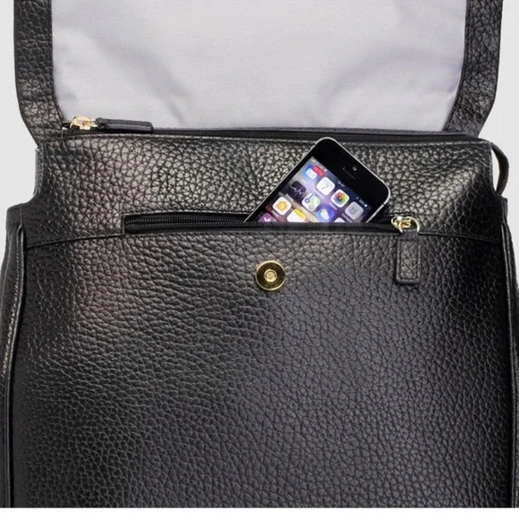 Storksak Black Pebble Leather Diaper Bag Backpack - Picture 5 of 9